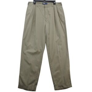 Vintage Polo Ralph Lauren Hammond Pant 38x32 Khaki Pleated Chino Made Singapore